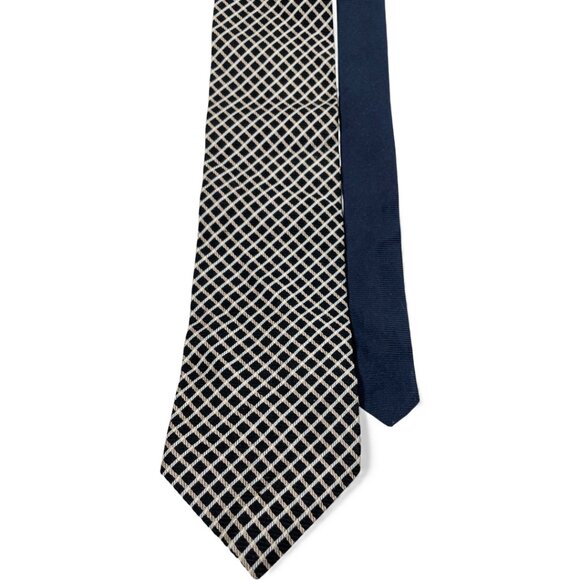 Tommy Hilfiger Silk Tie Geometric Blue Beige Vintage 90's - Picture 1 of 6